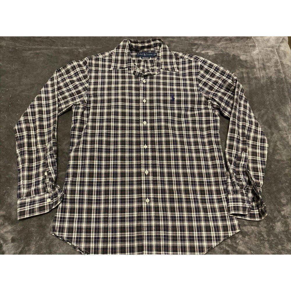 Ralph Lauren Button Down Plaid Shirt Men M Tartan Pony Heritage Prep Long Sleeve
